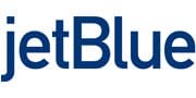 The JetBlue logo on a white background stands out, representing the airline's brand identity.